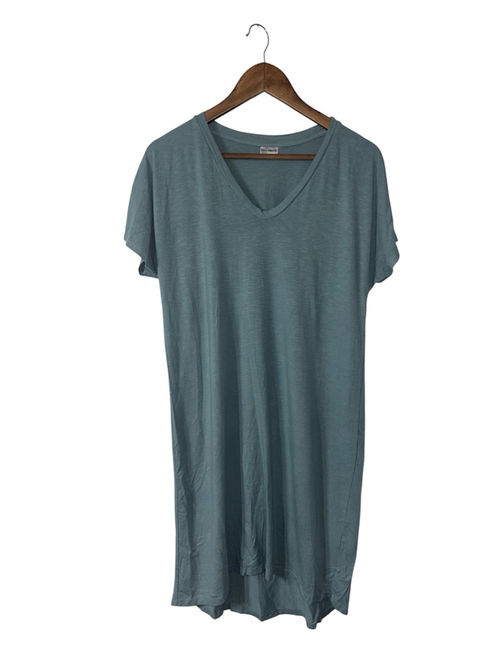 Blue Canoe Blue Teal Short Sleeve Maxi Tee Shirt Dress Organic Cotton Siz Medium